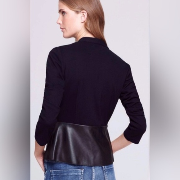 Bailey 44 Navy Black Vegan Leather Peplum Jacket Large - Picture 2 of 10
